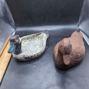 Decorative Bird Figurines Set - Blue and Brown